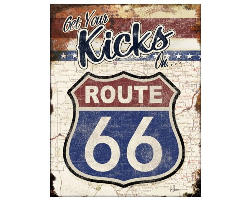Enseigne Route 66 en métal  / Kicks